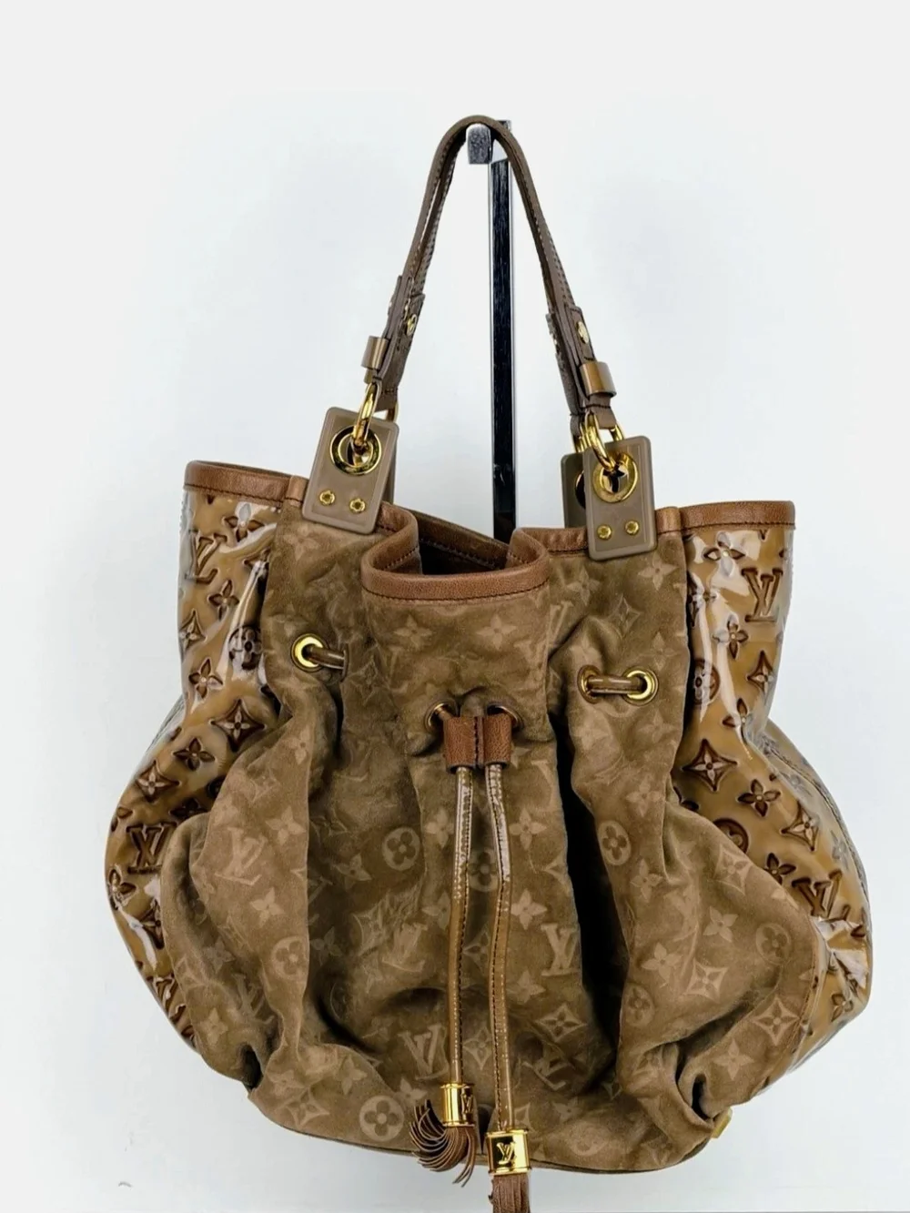 Louis Vuitton Irene Coco Hobo Monogram Suede & Patent Leather